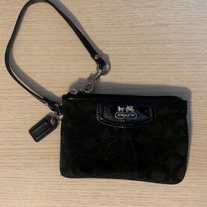 Coach Wristlet in Black with Silver Accents